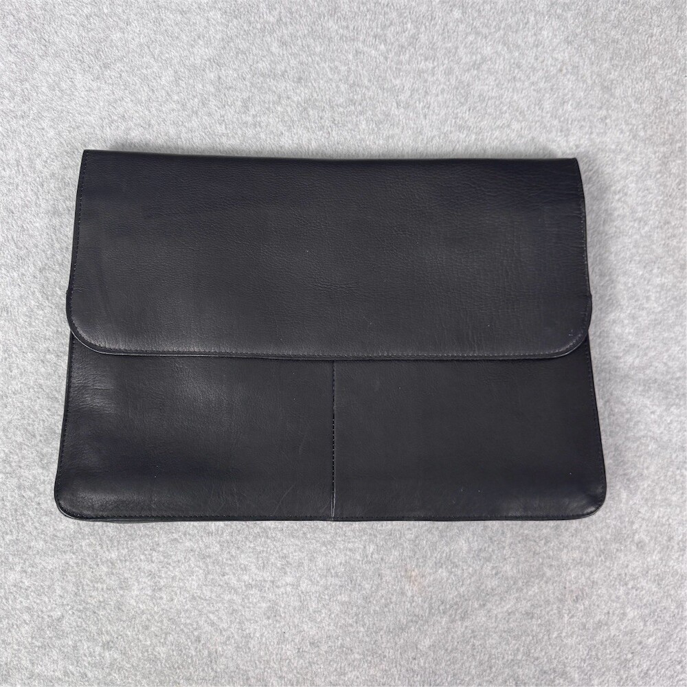 Piel Super Soft Black Leather 3 SectionPortfolio Organizer Underarm Briefcase